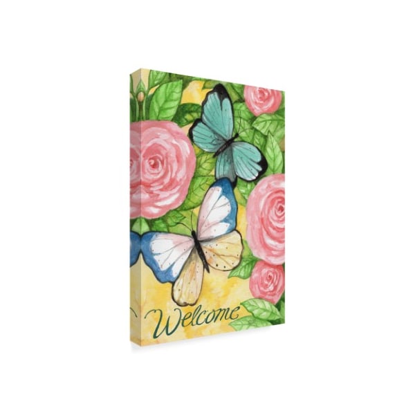 Melinda Hipsher 'Butterflies In Roses Welcome' Canvas Art,12x19